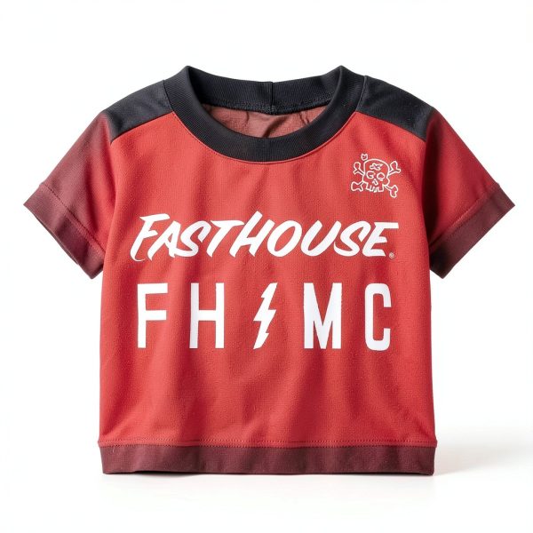 KidSport Boys Cycling Jersey Red Black Moisture Wicking Size-4