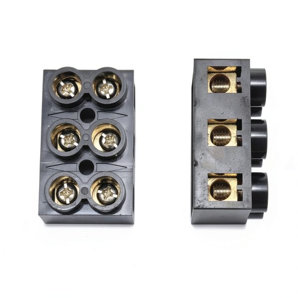 Meuey Lyot 500V 60A 3 Position Double Row Screw Terminal Block 2pcs-0
