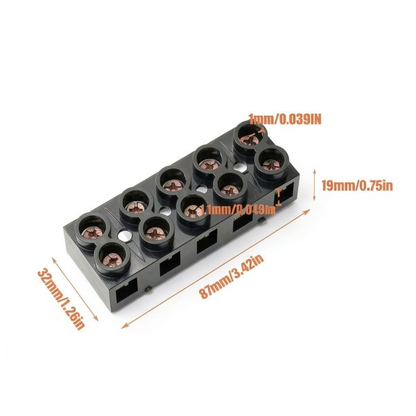 2PCS Dual Rows Terminal Block 500V 60A 5-Pos Screw Barrier by JAMHER-1