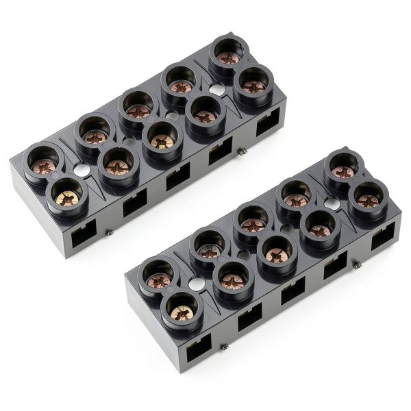 2PCS Dual Rows Terminal Block 500V 60A 5-Pos Screw Barrier by JAMHER-0